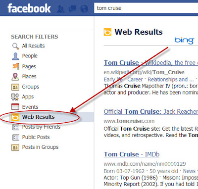 Facebook search web results