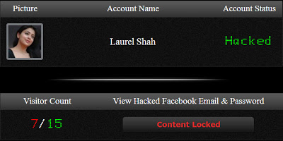 Visit count on Facebook hack page
