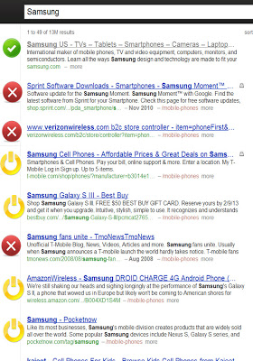 Blekko search for Samsung