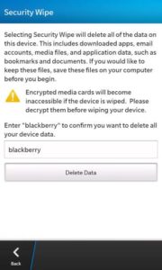 security wipe on BlackBerry Z10